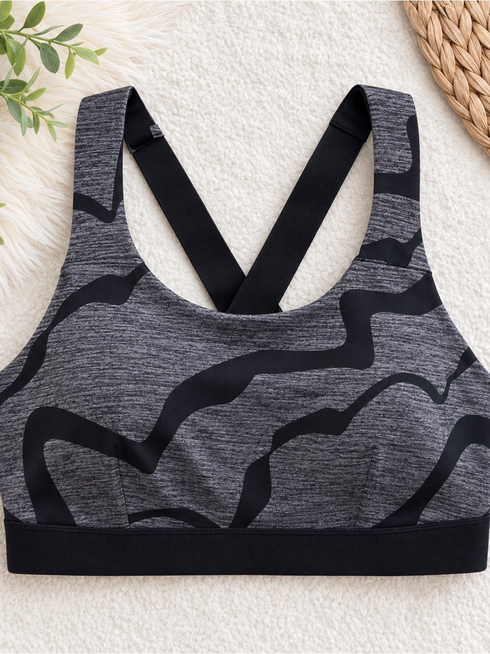 Crane black and grey sports bra